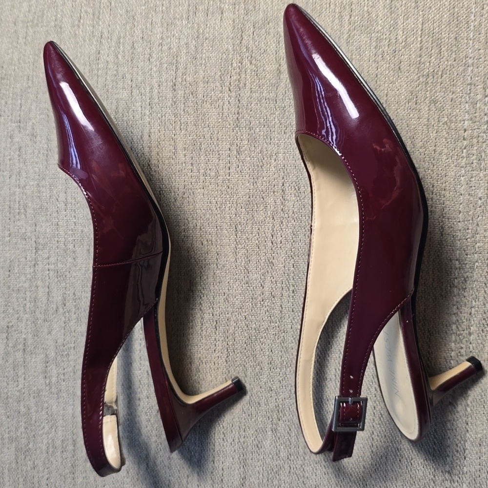 Nine West Dark Red Burgundy Slingback 2" Heels Sz 7